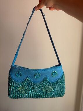 Vintage Teal Beaded Purse